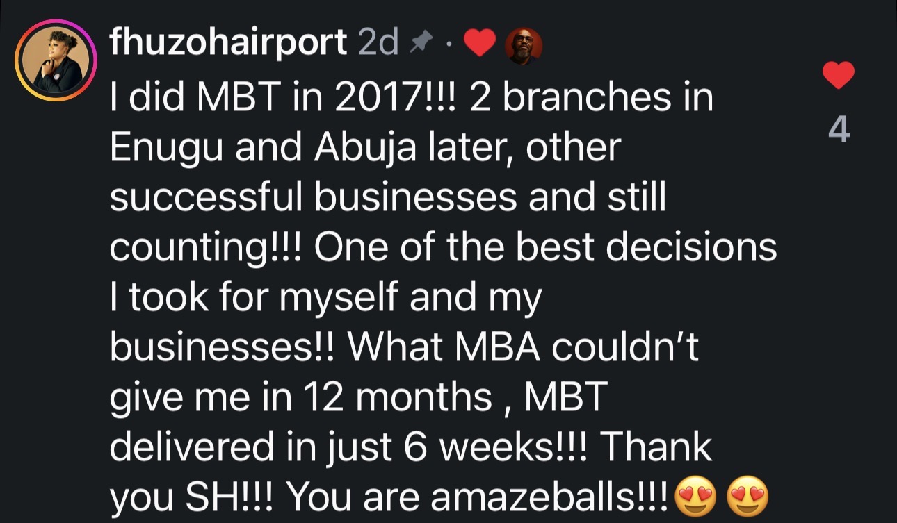 Instagram comment from @fhuzohairport about MBT